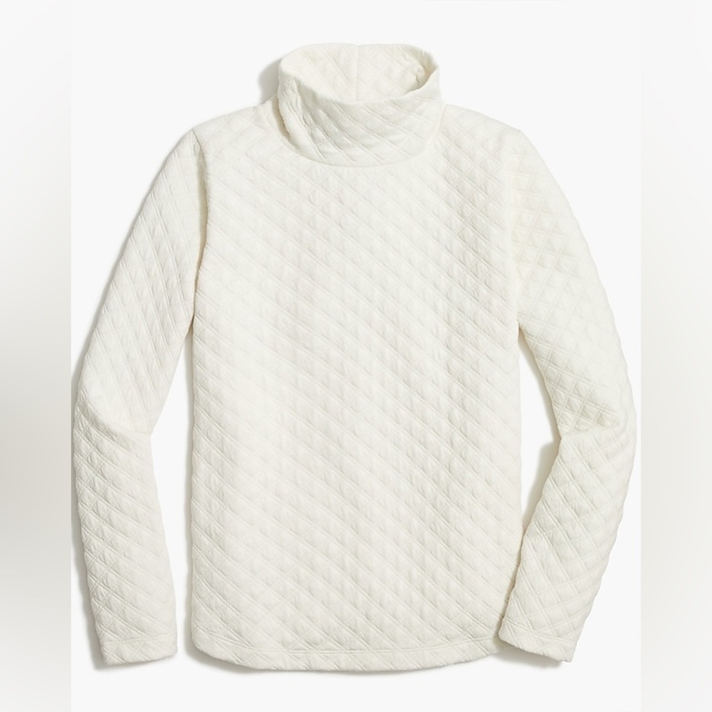 NWT J. Crew Quilted mockneck pullover Ivory Sz S Sold Out!